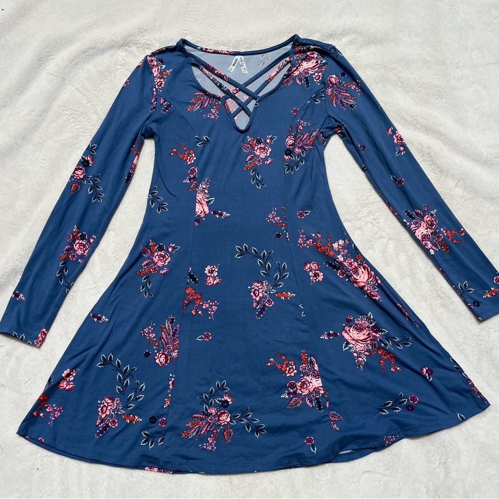 Mudd Blue and Pink Criss-Cross Dress